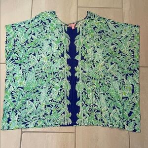 Lilly Pulitzer Green and Blue Leaf Print Top